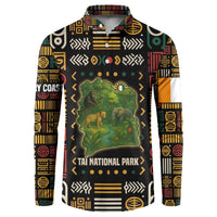 Ivory Coast Button Sweatshirt with Taï National Park Wildlife Map Design - Wonder Print Shop