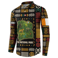 Ivory Coast Button Sweatshirt with Taï National Park Wildlife Map Design - Wonder Print Shop