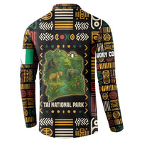 Ivory Coast Button Sweatshirt with Taï National Park Wildlife Map Design - Wonder Print Shop