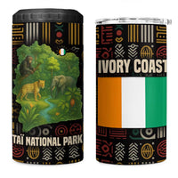 Ivory Coast 4 in 1 Can Cooler Tumbler with Taï National Park Wildlife Map Design - Wonder Print Shop