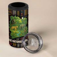 Ivory Coast 4 in 1 Can Cooler Tumbler with Taï National Park Wildlife Map Design - Wonder Print Shop