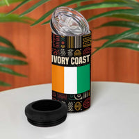 Ivory Coast 4 in 1 Can Cooler Tumbler with Taï National Park Wildlife Map Design - Wonder Print Shop