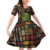 Ivory Coast Family Matching Off Shoulder Short Dress and Hawaiian Shirt with Taï National Park Wildlife Map Design - Wonder Print Shop