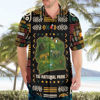 Ivory Coast Hawaiian Shirt with Taï National Park Wildlife Map Design - Wonder Print Shop