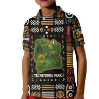 Ivory Coast Kid Polo Shirt with Taï National Park Wildlife Map Design - Wonder Print Shop