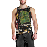 Ivory Coast Men Tank Top with Taï National Park Wildlife Map Design - Wonder Print Shop