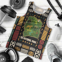 Ivory Coast Men Tank Top with Taï National Park Wildlife Map Design - Wonder Print Shop