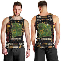 Ivory Coast Men Tank Top with Taï National Park Wildlife Map Design - Wonder Print Shop