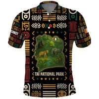 Ivory Coast Polo Shirt with Taï National Park Wildlife Map Design - Wonder Print Shop