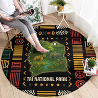 Ivory Coast Round Carpet with Taï National Park Wildlife Map Design - Wonder Print Shop