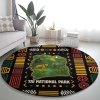 Ivory Coast Round Carpet with Taï National Park Wildlife Map Design - Wonder Print Shop