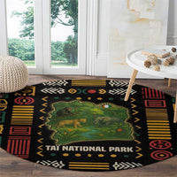 Ivory Coast Round Carpet with Taï National Park Wildlife Map Design - Wonder Print Shop