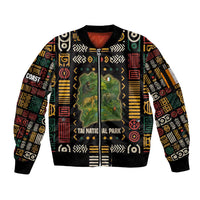 Ivory Coast Sleeve Zip Bomber Jacket with Taï National Park Wildlife Map Design - Wonder Print Shop