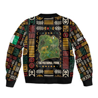 Ivory Coast Sleeve Zip Bomber Jacket with Taï National Park Wildlife Map Design - Wonder Print Shop