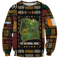 Ivory Coast Sweatshirt with Taï National Park Wildlife Map Design - Wonder Print Shop
