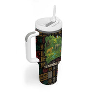 Ivory Coast Tumbler With Handle with Taï National Park Wildlife Map Design - Wonder Print Shop