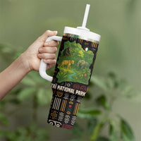 Ivory Coast Tumbler With Handle with Taï National Park Wildlife Map Design - Wonder Print Shop