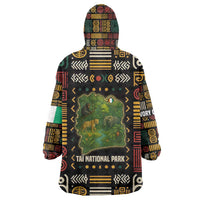 Ivory Coast Wearable Blanket Hoodie with Taï National Park Wildlife Map Design - Wonder Print Shop