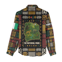 Ivory Coast Women Casual Shirt with Taï National Park Wildlife Map Design - Wonder Print Shop