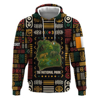 Ivory Coast Zip Hoodie with Taï National Park Wildlife Map Design - Wonder Print Shop