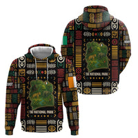 Ivory Coast Zip Hoodie with Taï National Park Wildlife Map Design - Wonder Print Shop