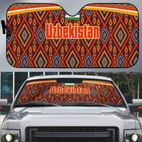 Uzbekistan Auto Sun Shade with Traditional Geometric Motif Design - Wonder Print Shop