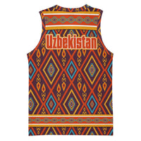 Uzbekistan Basketball Jersey with Traditional Geometric Motif Design - Wonder Print Shop