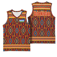 Uzbekistan Basketball Jersey with Traditional Geometric Motif Design - Wonder Print Shop
