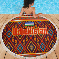 Uzbekistan Beach Blanket with Traditional Geometric Motif Design - Wonder Print Shop