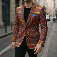 Uzbekistan Blazer with Traditional Geometric Motif Design - Wonder Print Shop
