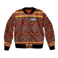Uzbekistan Bomber Jacket with Traditional Geometric Motif Design - Wonder Print Shop