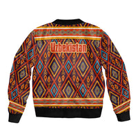 Uzbekistan Bomber Jacket with Traditional Geometric Motif Design - Wonder Print Shop