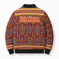 Uzbekistan Bomber Puffer Jacket with Traditional Geometric Motif Design - Wonder Print Shop