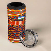 Uzbekistan 4 in 1 Can Cooler Tumbler with Traditional Geometric Motif Design - Wonder Print Shop
