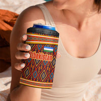 Uzbekistan 4 in 1 Can Cooler Tumbler with Traditional Geometric Motif Design - Wonder Print Shop