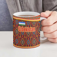 Uzbekistan Ceramic Mug with Traditional Geometric Motif Design - Wonder Print Shop