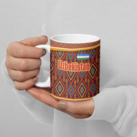 Uzbekistan Ceramic Mug with Traditional Geometric Motif Design - Wonder Print Shop
