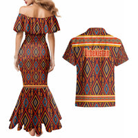 Uzbekistan Couples Matching Mermaid Dress and Hawaiian Shirt with Traditional Geometric Motif Design - Wonder Print Shop