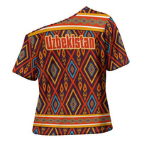Uzbekistan Cross Shoulder Shirt with Traditional Geometric Motif Design - Wonder Print Shop