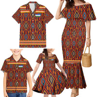 Uzbekistan Family Matching Mermaid Dress and Hawaiian Shirt with Traditional Geometric Motif Design - Wonder Print Shop