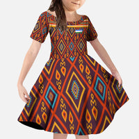Uzbekistan Family Matching Off The Shoulder Long Sleeve Dress and Hawaiian Shirt with Traditional Geometric Motif Design - Wonder Print Shop