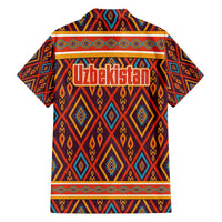 Uzbekistan Family Matching Off The Shoulder Long Sleeve Dress and Hawaiian Shirt with Traditional Geometric Motif Design - Wonder Print Shop
