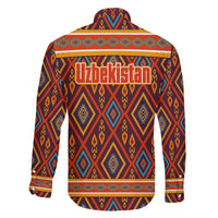 Uzbekistan Family Matching Off The Shoulder Long Sleeve Dress and Hawaiian Shirt with Traditional Geometric Motif Design - Wonder Print Shop