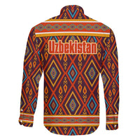 Uzbekistan Family Matching Off Shoulder Maxi Dress and Hawaiian Shirt with Traditional Geometric Motif Design - Wonder Print Shop