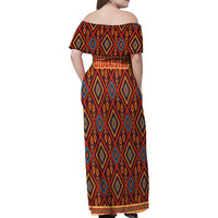 Uzbekistan Family Matching Off Shoulder Maxi Dress and Hawaiian Shirt with Traditional Geometric Motif Design - Wonder Print Shop