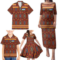 Uzbekistan Family Matching Puletasi and Hawaiian Shirt with Traditional Geometric Motif Design - Wonder Print Shop