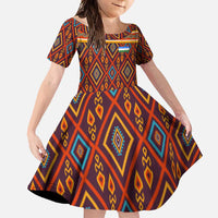 Uzbekistan Family Matching Short Sleeve Bodycon Dress and Hawaiian Shirt with Traditional Geometric Motif Design - Wonder Print Shop