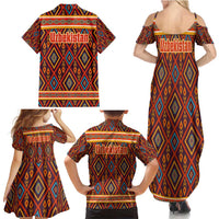 Uzbekistan Family Matching Summer Maxi Dress and Hawaiian Shirt with Traditional Geometric Motif Design - Wonder Print Shop