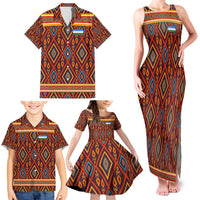 Uzbekistan Family Matching Tank Maxi Dress and Hawaiian Shirt with Traditional Geometric Motif Design - Wonder Print Shop