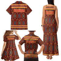 Uzbekistan Family Matching Tank Maxi Dress and Hawaiian Shirt with Traditional Geometric Motif Design - Wonder Print Shop